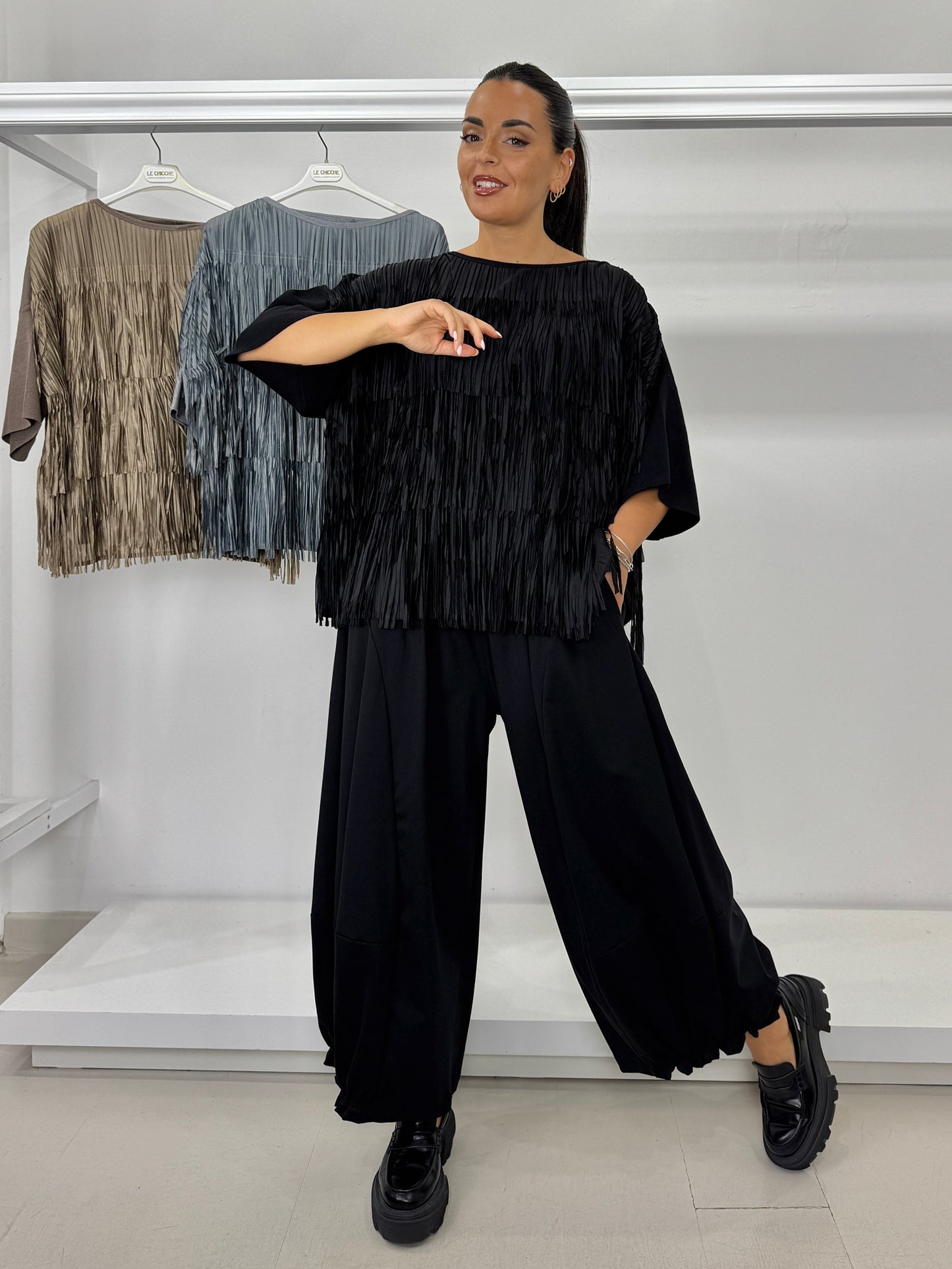 Pullover scatoletta frange