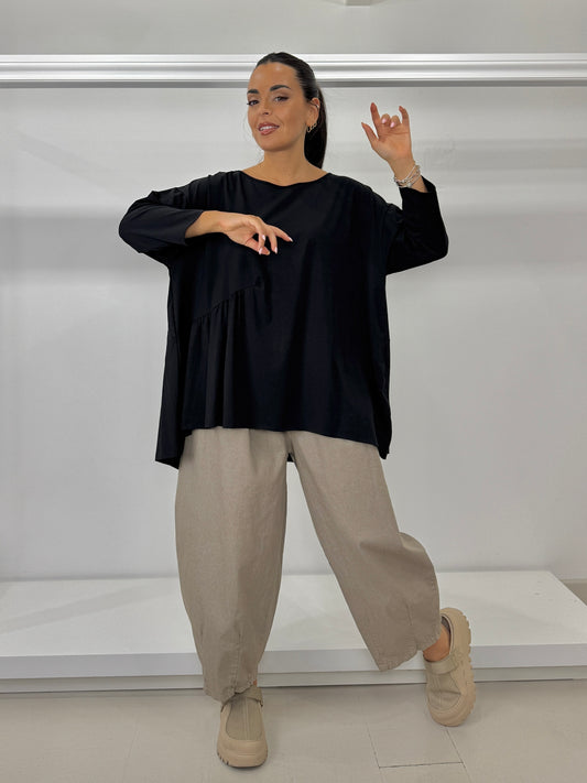 Maglia arricciata manica 3/4
