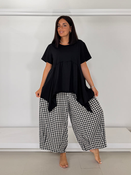 Pantalone fondo pence cotone leggero - quadri grandi