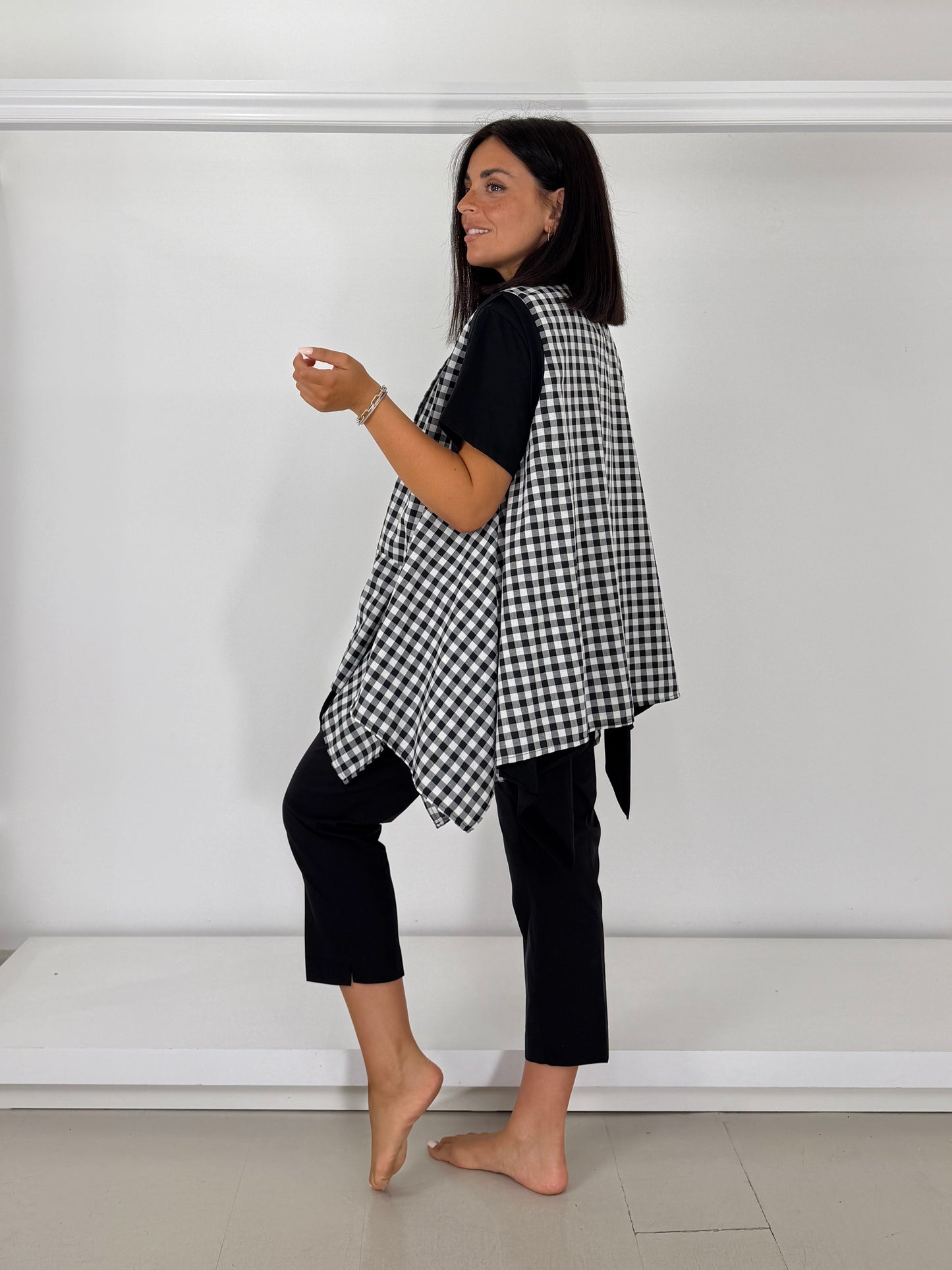 Gilet trapezio in cotone leggero - quadri grandi