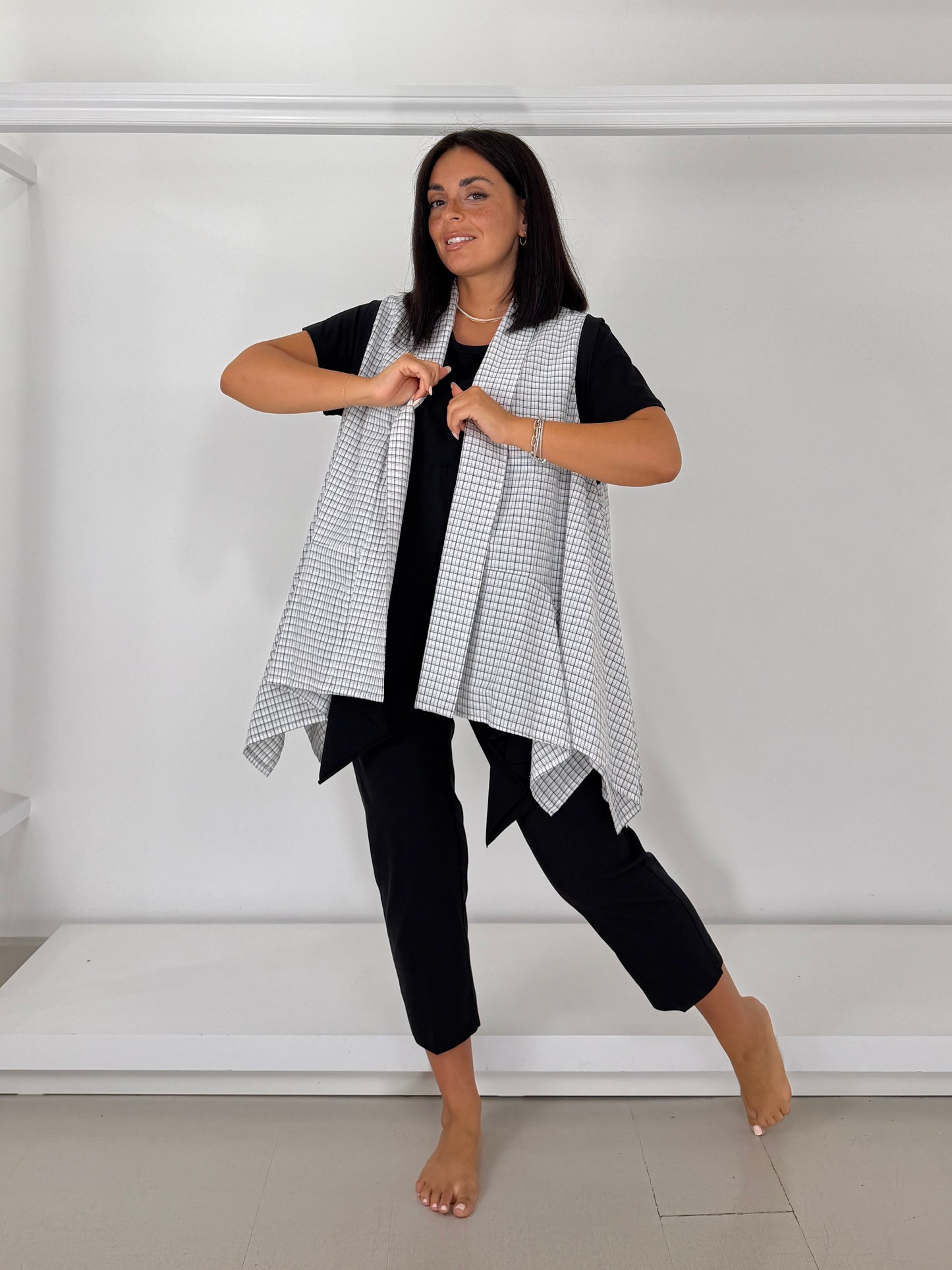 Gilet trapezio in cotone leggero - trama irregolare