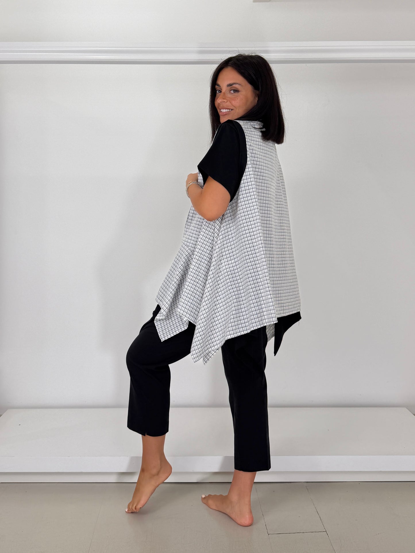 Gilet trapezio in cotone leggero - trama irregolare