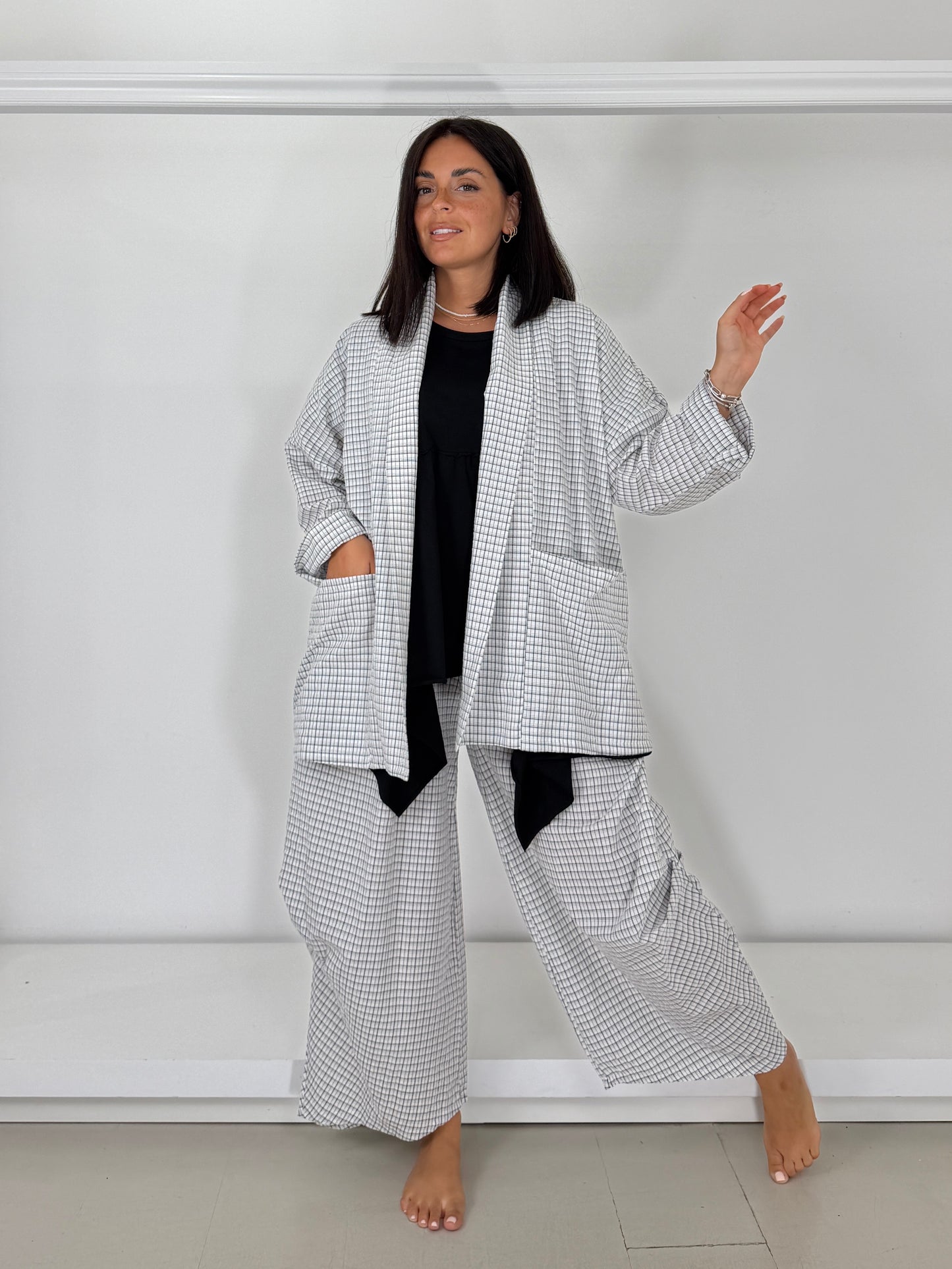 Giacca con coulisse dietro - trama irregolare