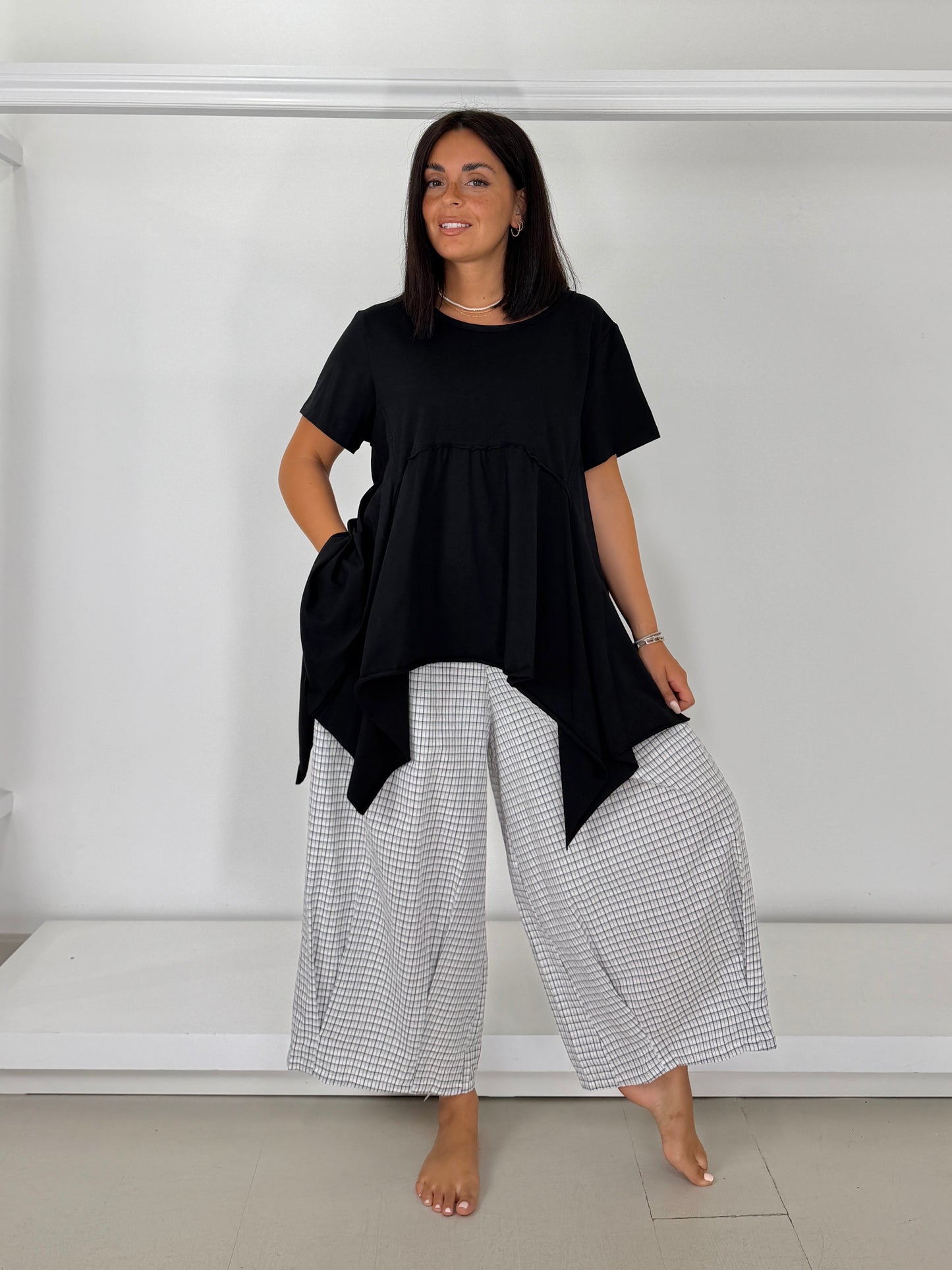 Pantalone fondo pence cotone leggero - trama irregolare