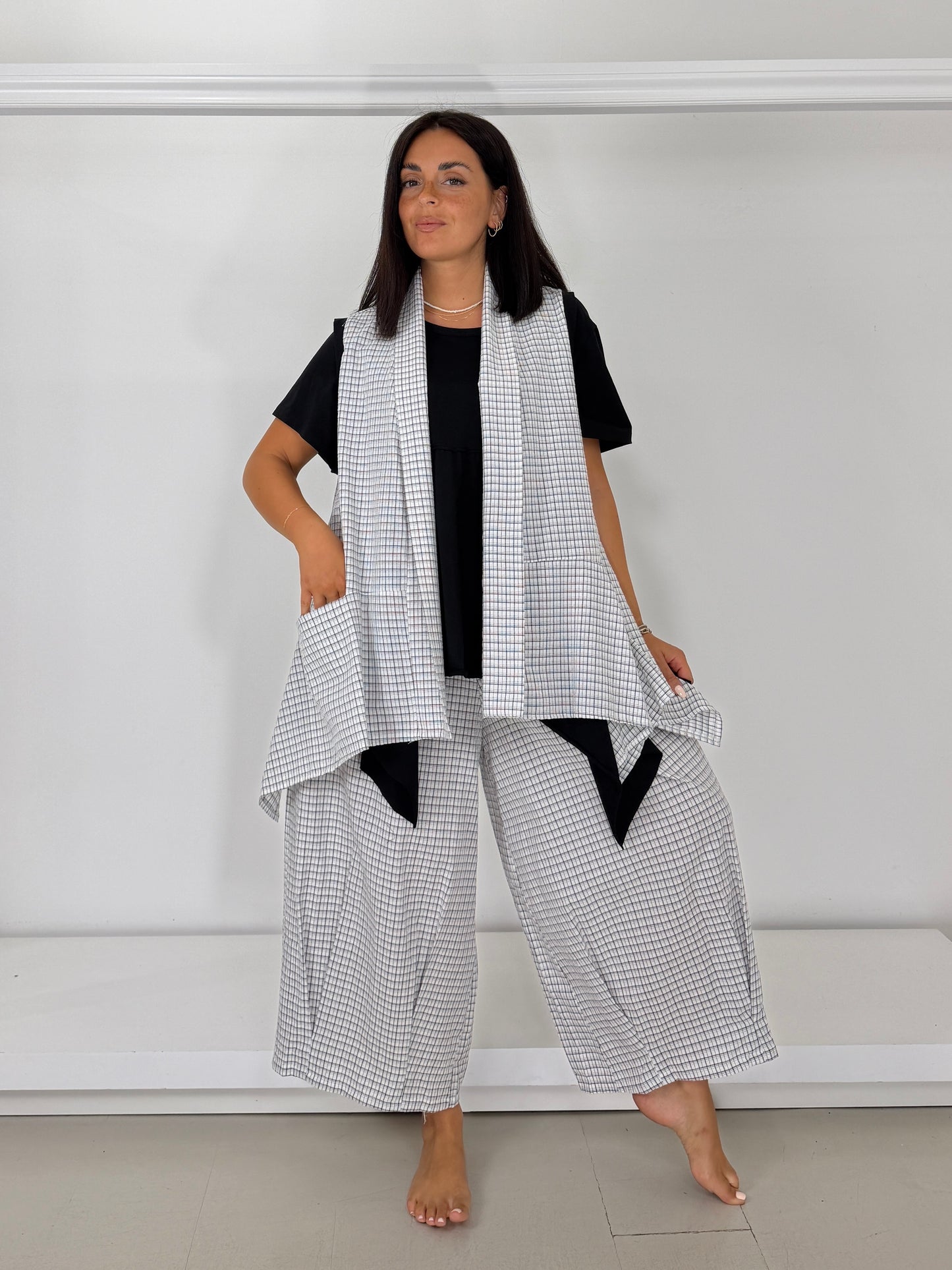 Gilet trapezio in cotone leggero - trama irregolare
