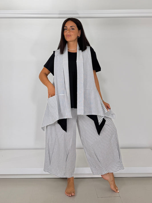 Gilet trapezio in cotone leggero - trama irregolare