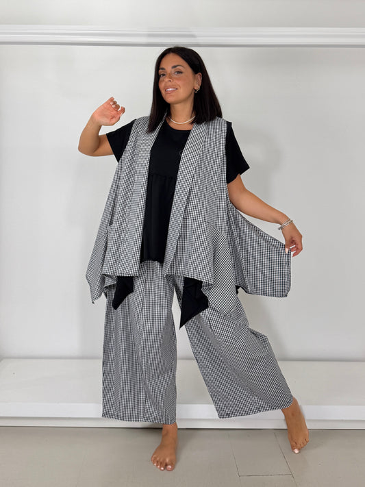 Gilet trapezio in cotone leggero - quadri piccoli