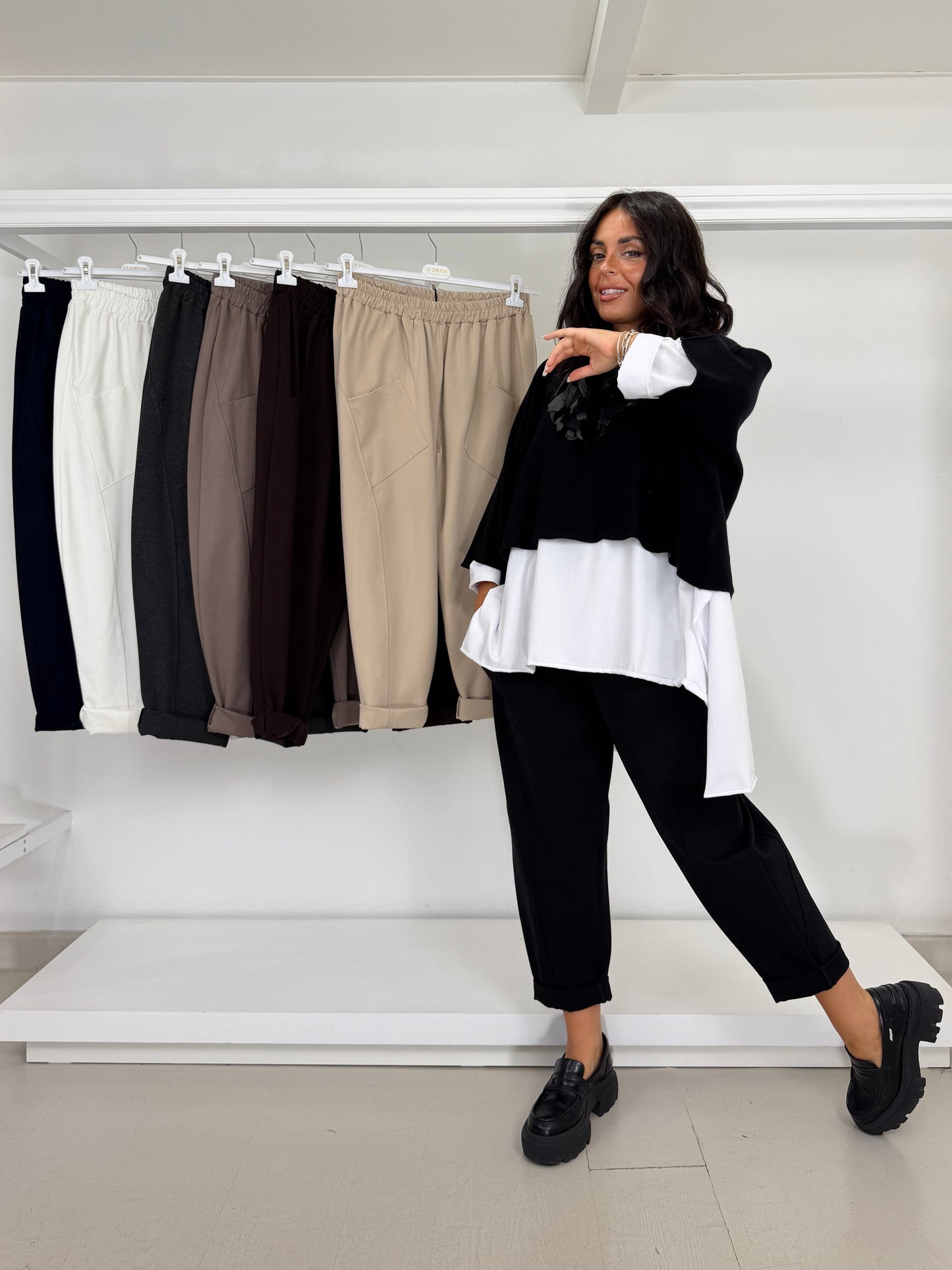 Pantalone over punto milano motivo tasche