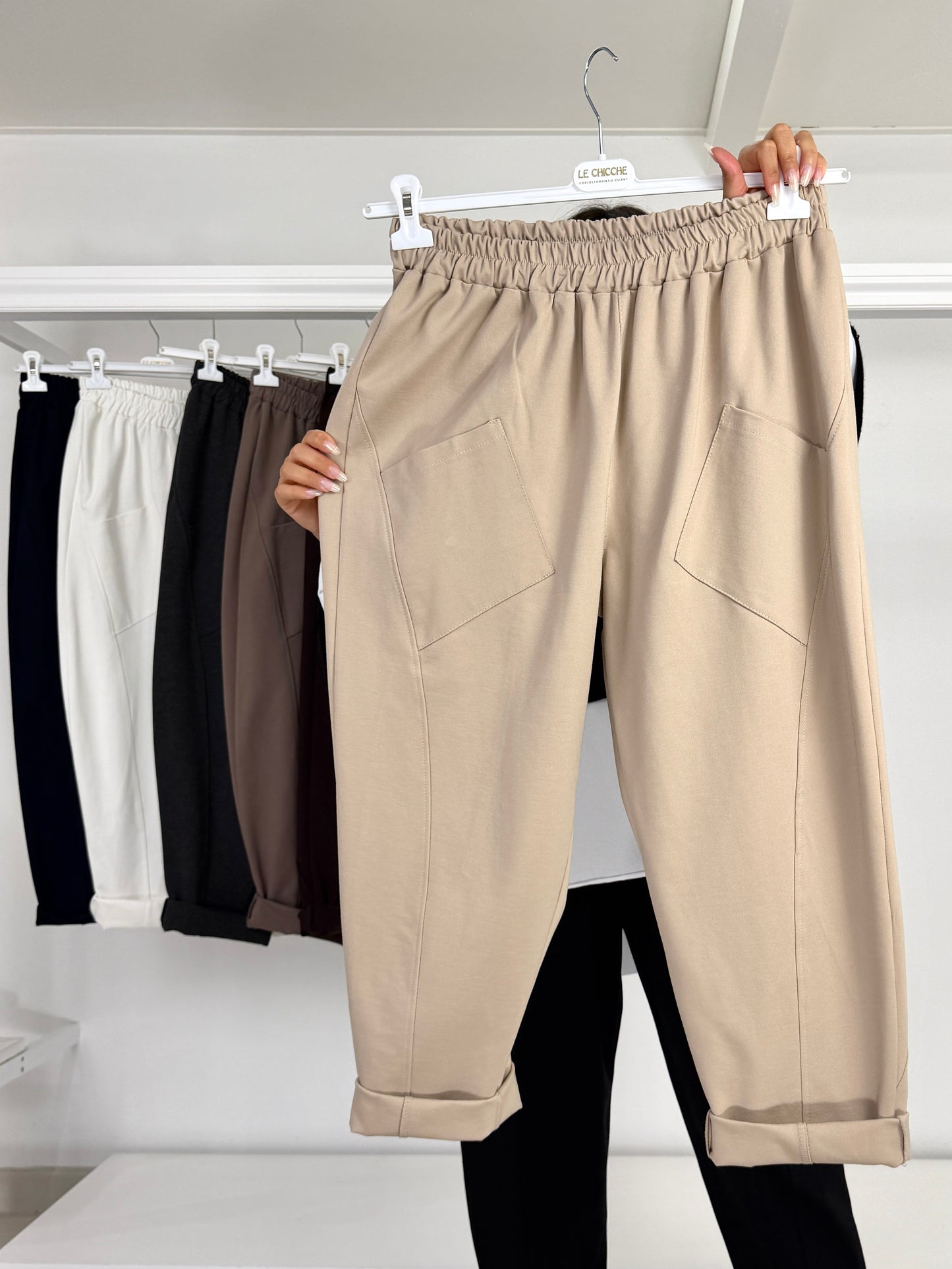 Pantalone over punto milano motivo tasche
