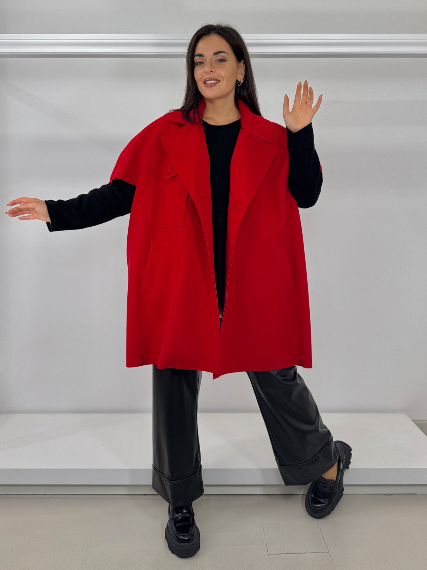 DOLCEMENTE CURVY pantalone ecopelle con bordo