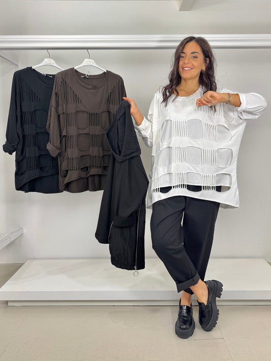 Maglia svasata motivi tagli laser