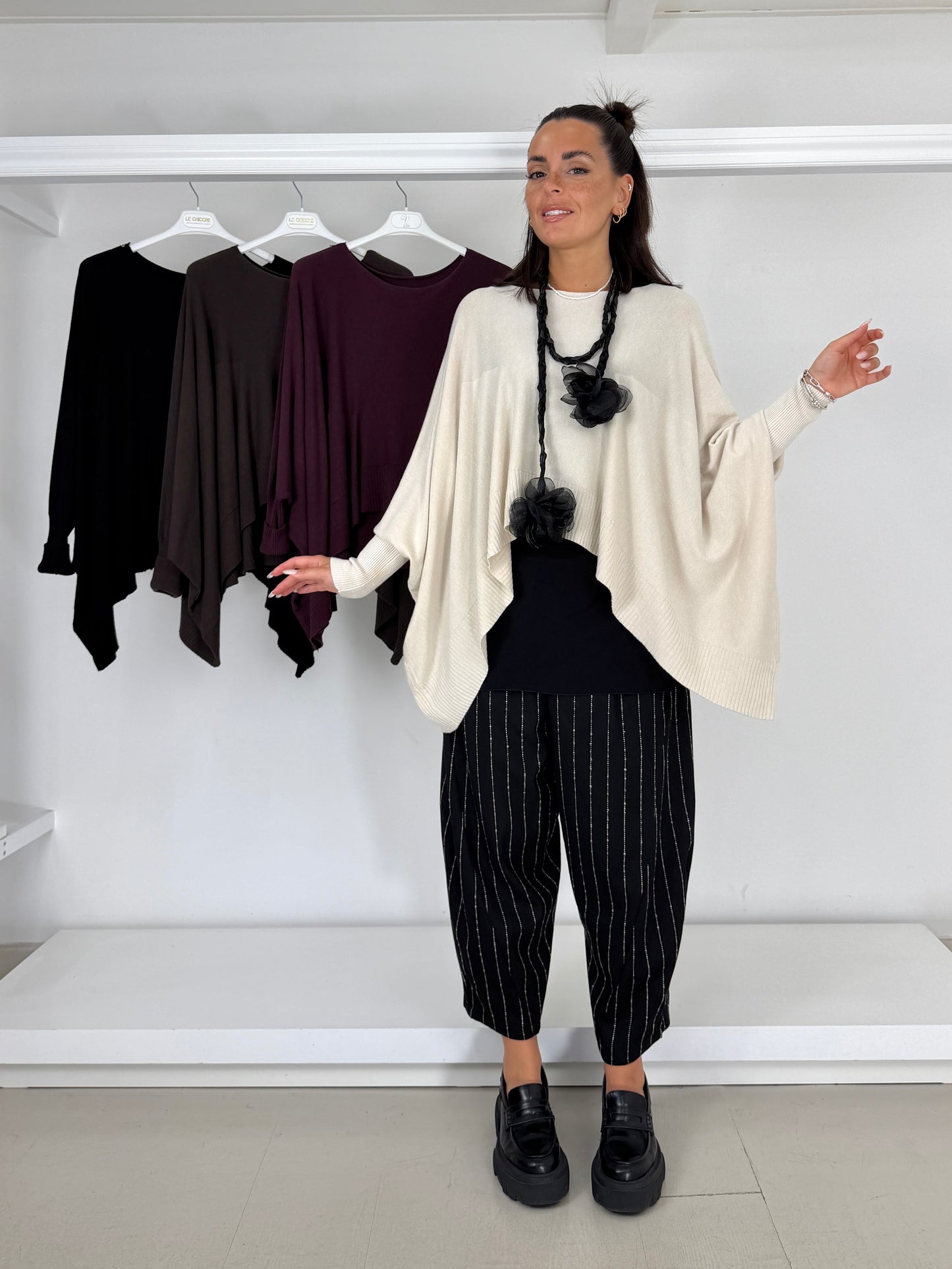 Pullover poncho crop
