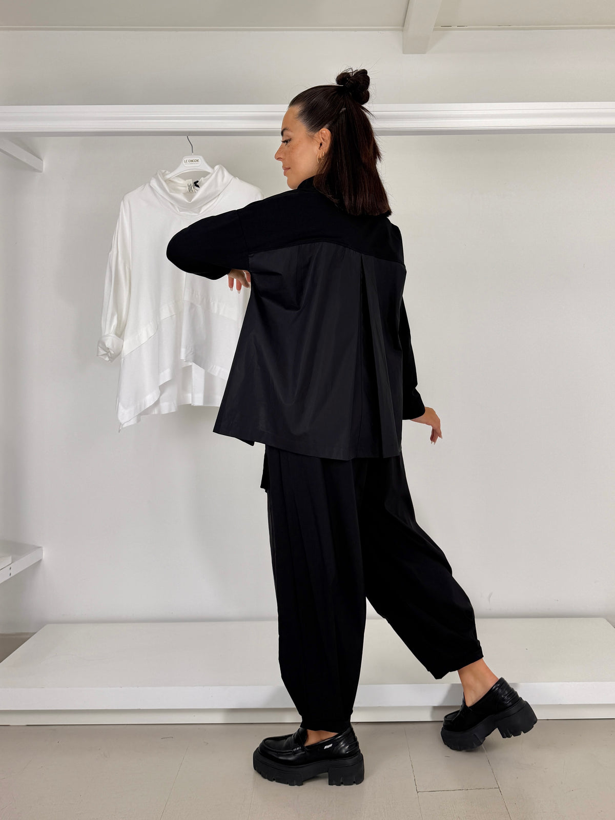 WENDY TRENDY Maglia due tessuti collo ad anello