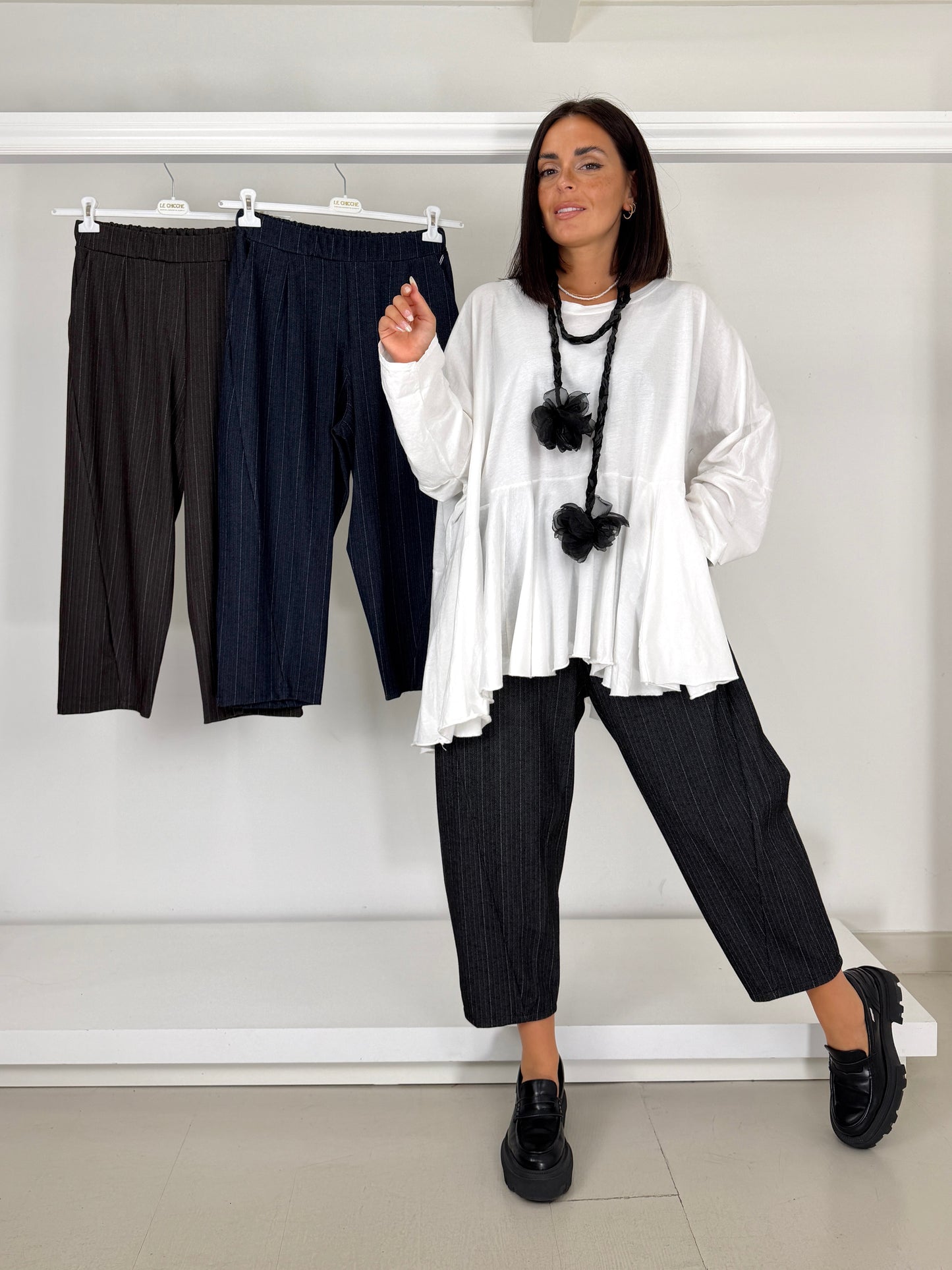 Pantalone spinato motivo diagonale