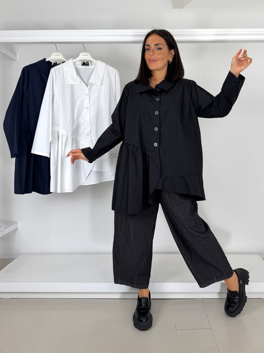 Camicia asimmetrica lato arricciato