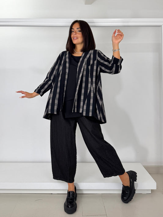 Pantalone effetto jeans a ovetto