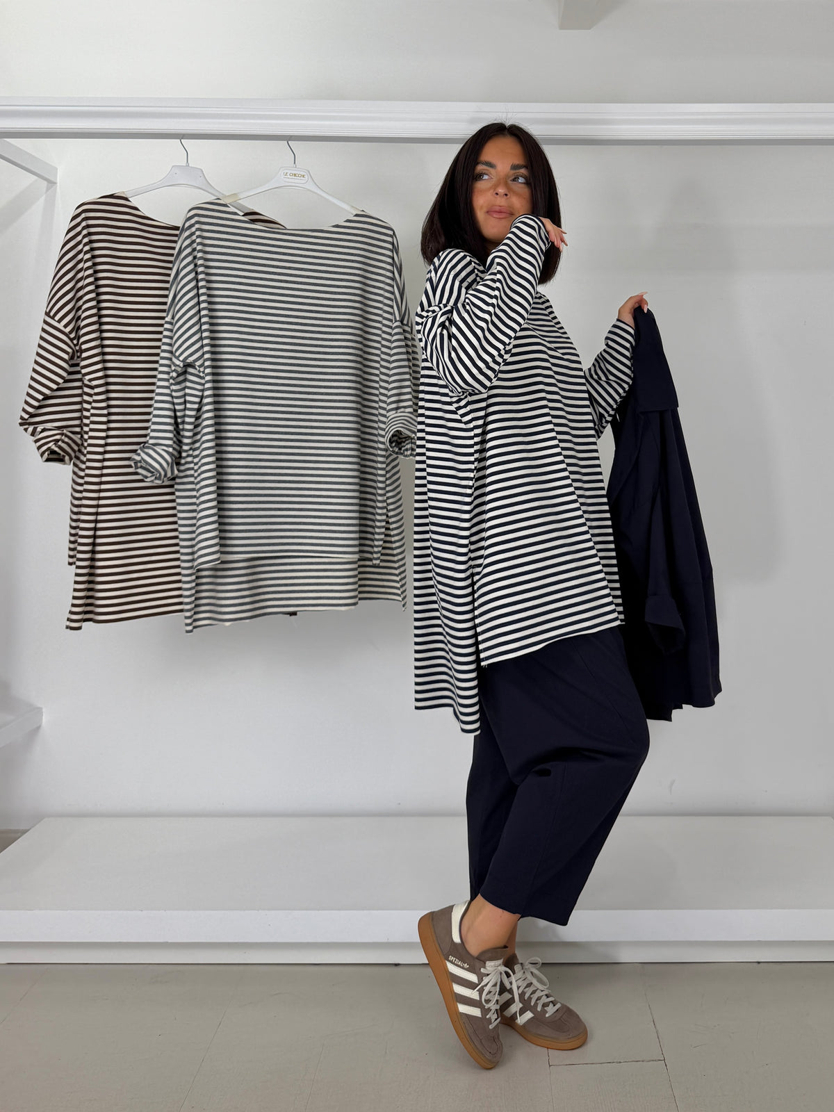 Maglia taglio vivo manica lunga a righe