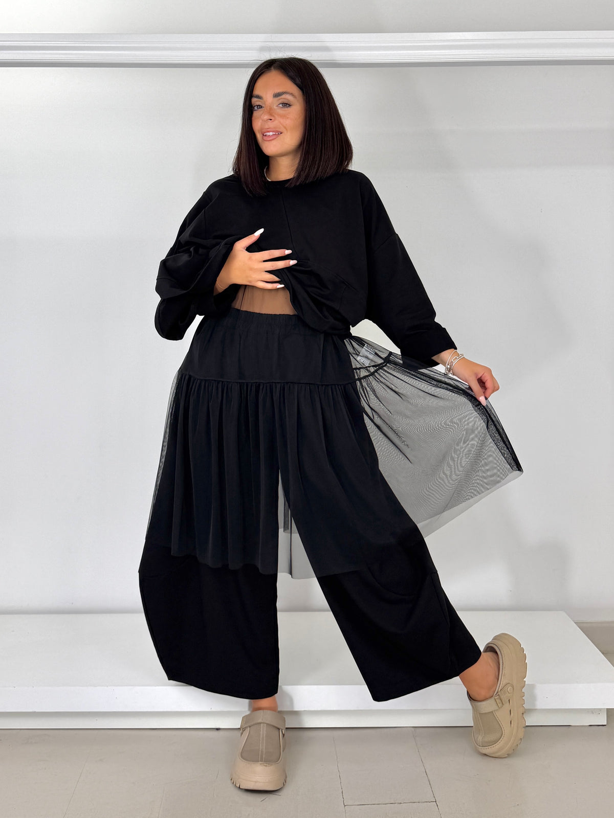 Canotta tulle elasticizzato