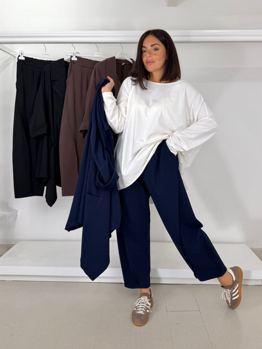 Pantalone cucitura diagonale caldo cotone