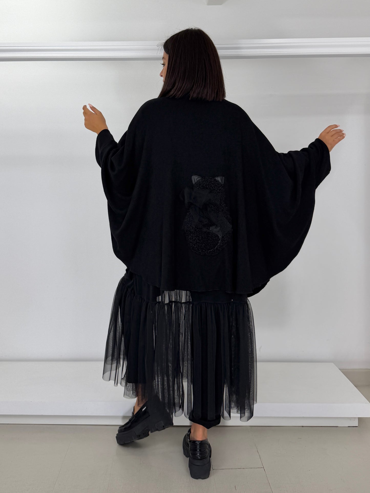 DOLCEMENTE CURVY Cardigan applicazione gatto
