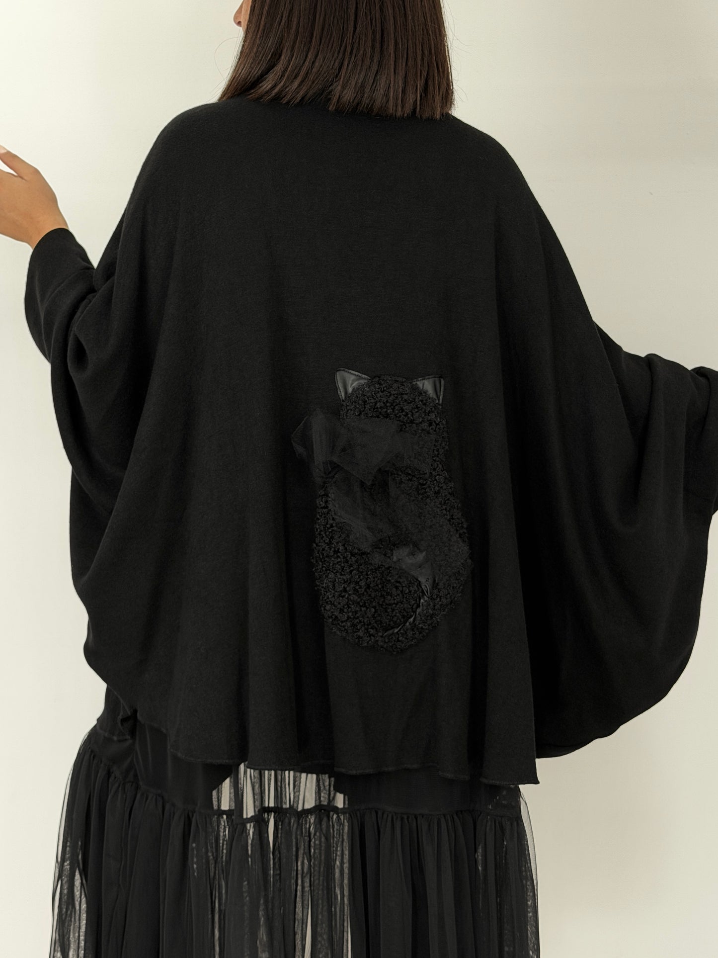 DOLCEMENTE CURVY Cardigan applicazione gatto