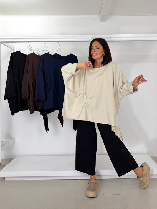 Maglia asimmetrica bolle arricciate