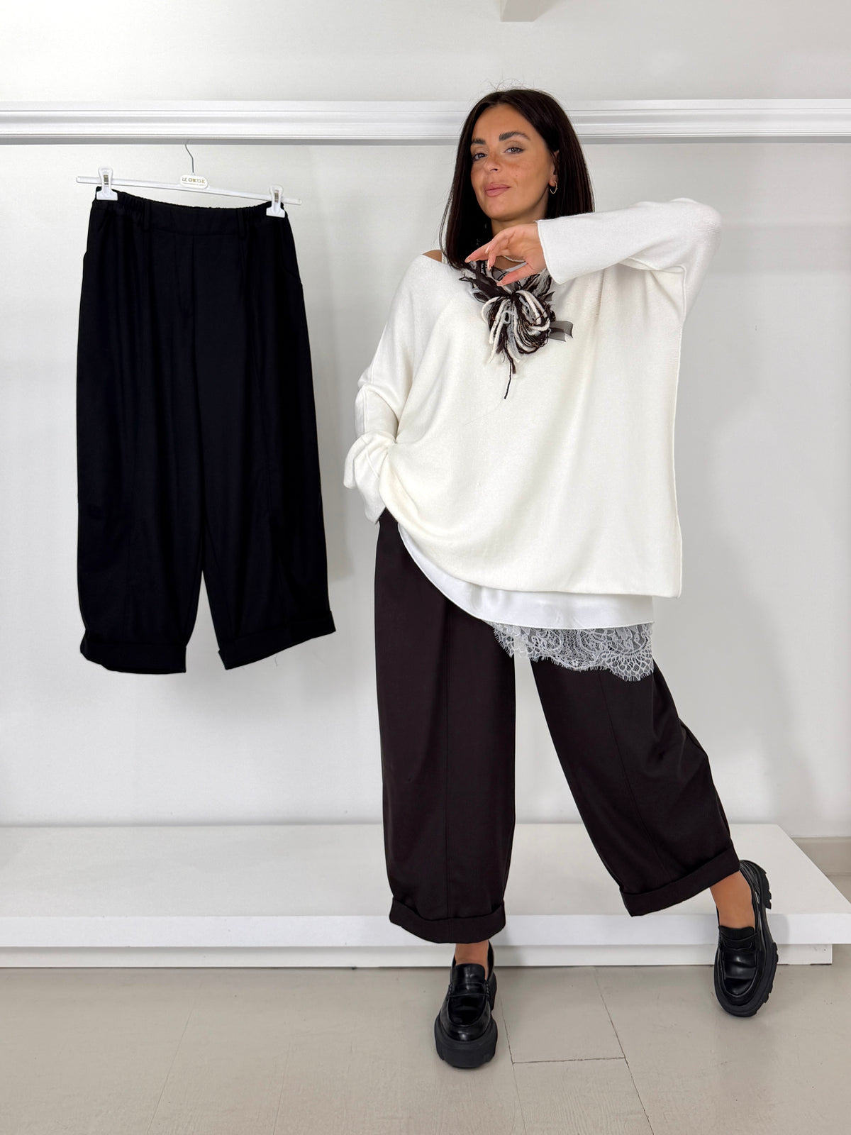 Pantalone ovetto con risvolto