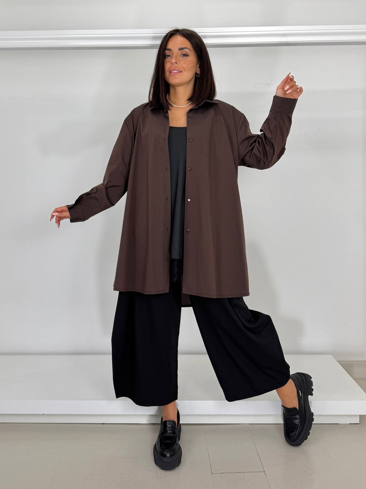 Camicia lunga rigatina