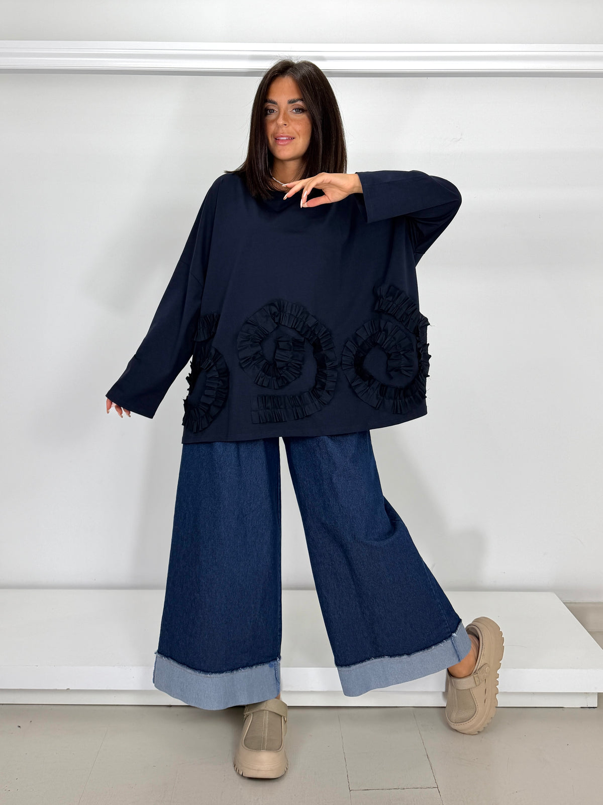 Jeans elasticizzato con bordo