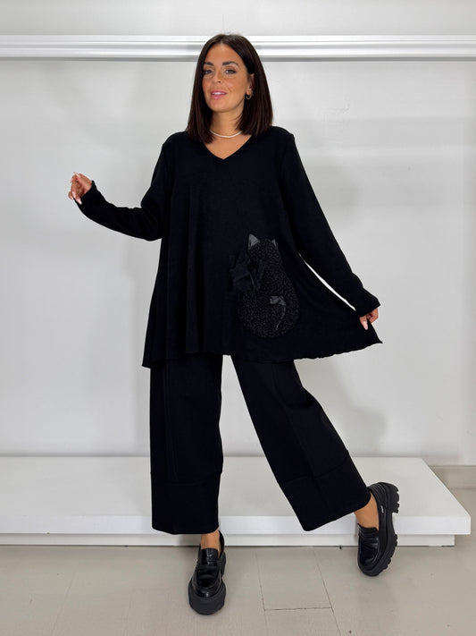 DOLCEMENTE CURVY pullover applicazione gatto