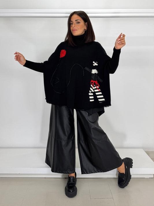 Pullover dolcevita applicazione a mano - 3