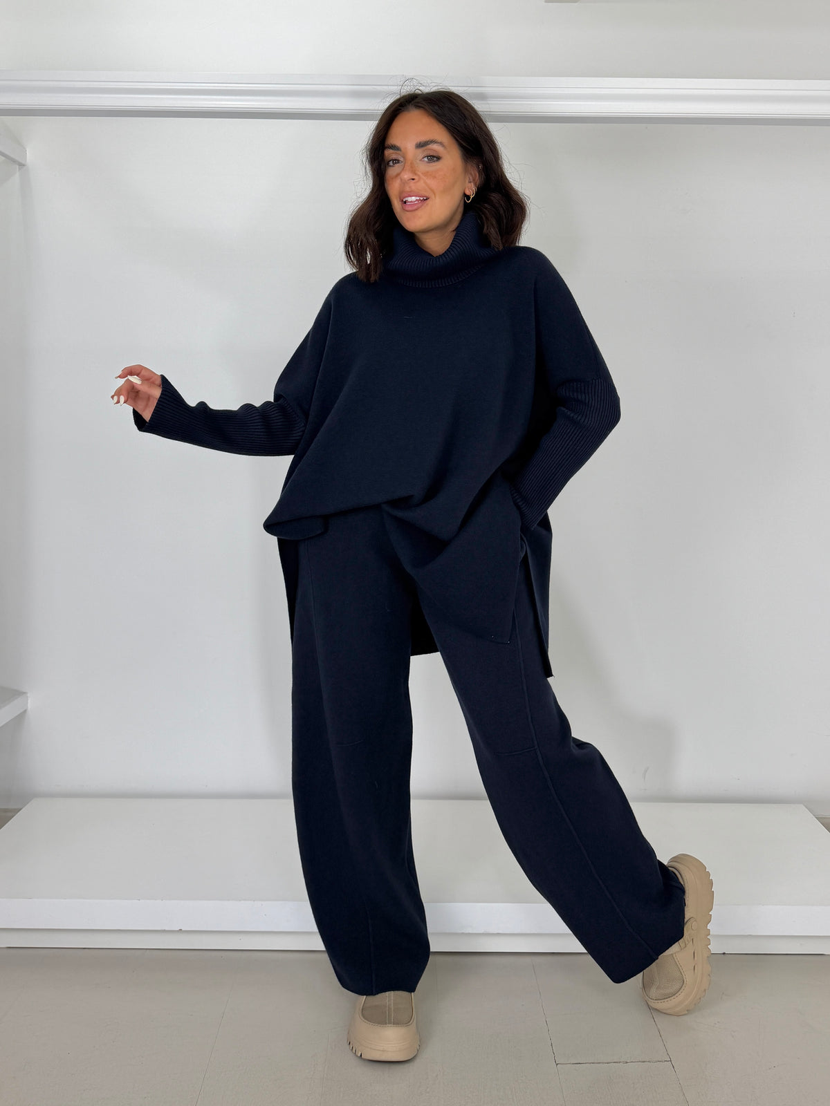 Pantalone in maglia a ovetto