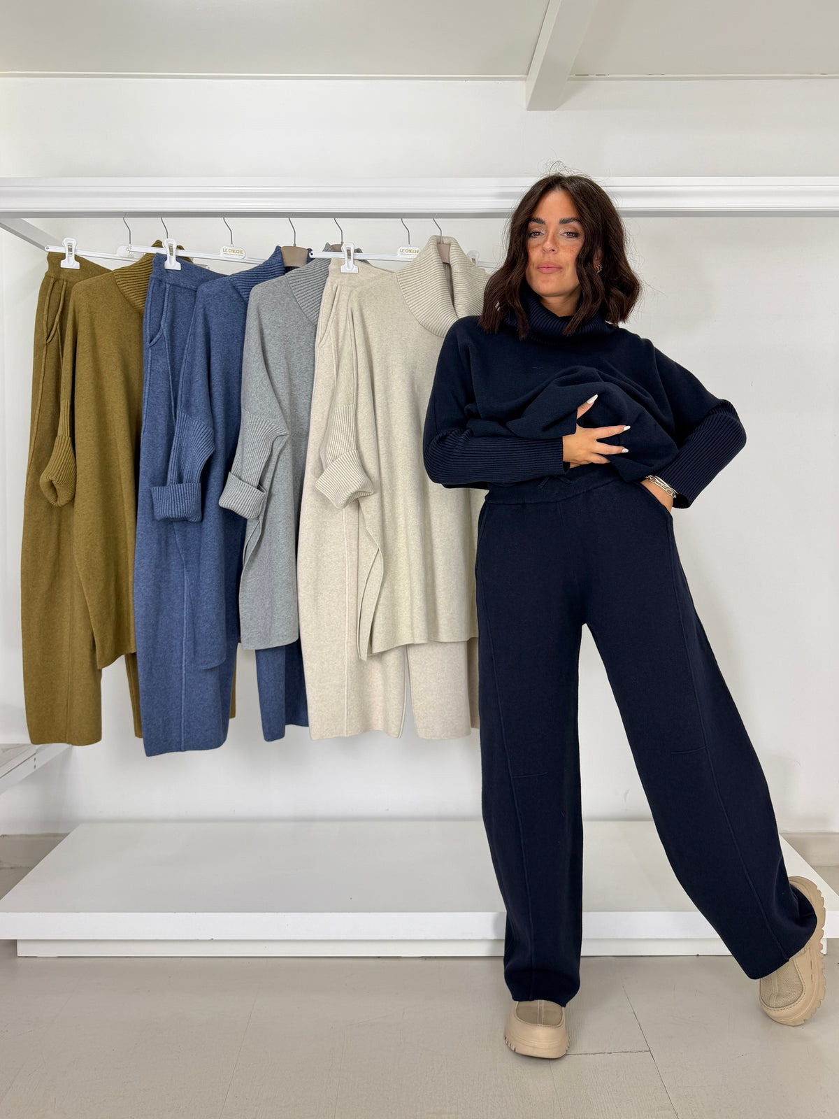 Pantalone in maglia a ovetto