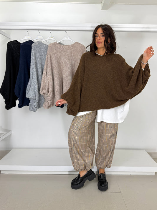 Pullover manica arricciata