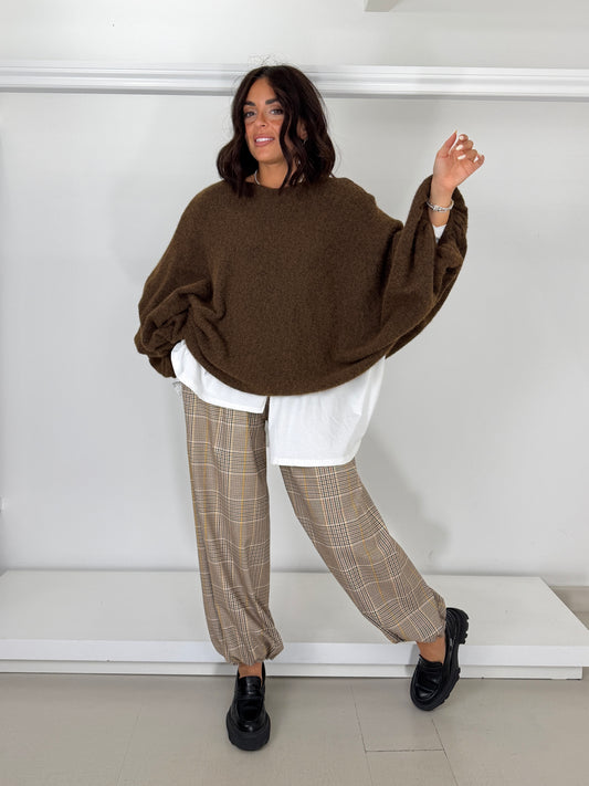Pantalone quadri fondo arricciato