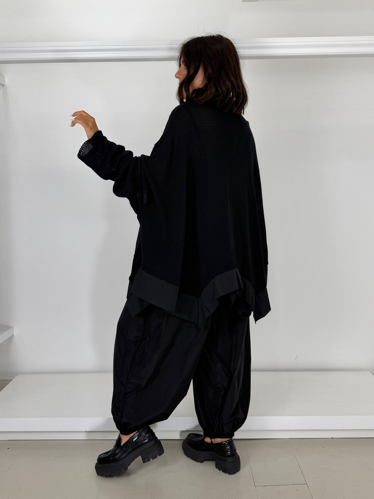 Cardigan in filo inserti taffettà
