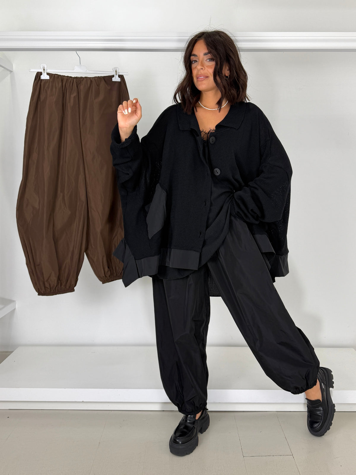 Pantalone taffetà fondo arricciato