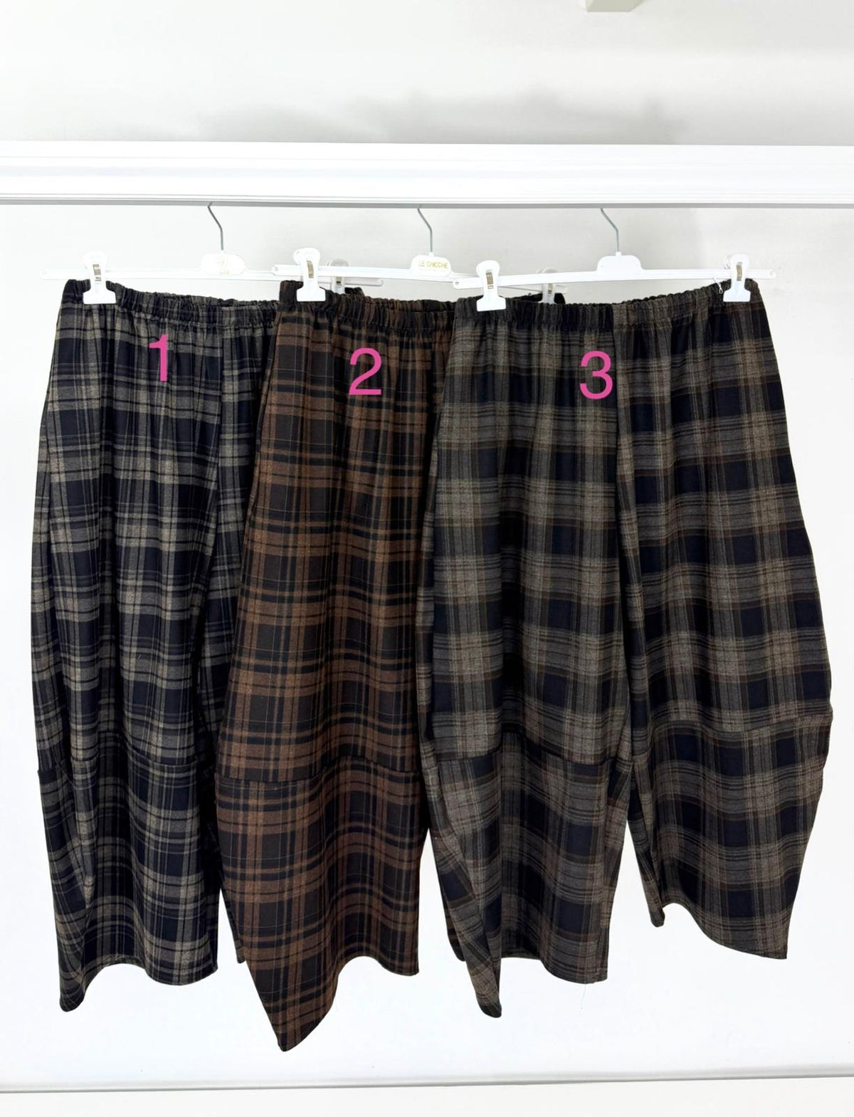Pantalone quadri baloon in panno